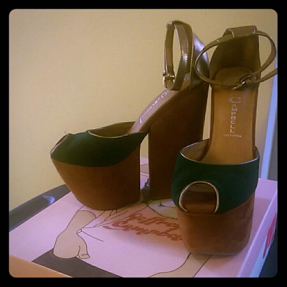 Jeffrey Campbell suede split wedge heels